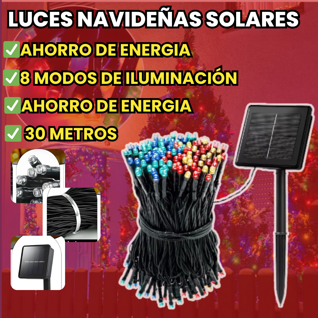 LUCES NAVIDEÑAS CON PANEL SOLAR  32 METROS  MULTICOLOR